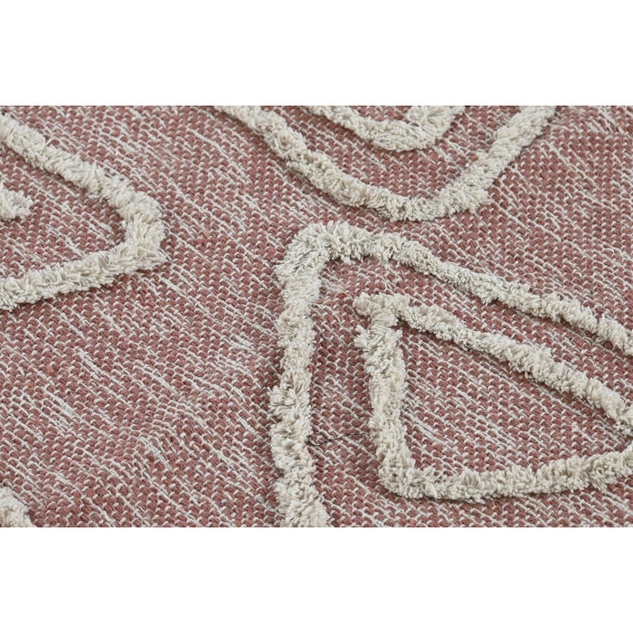 DKD Home Decor Alfombra de Algodón Rosa y Blanco con Bordado y Flecos 120x180 cm