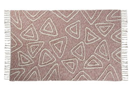 DKD Home Decor Alfombra Rosa Blanco 180 x 120 cm Algodón/Poliéster con Flecos