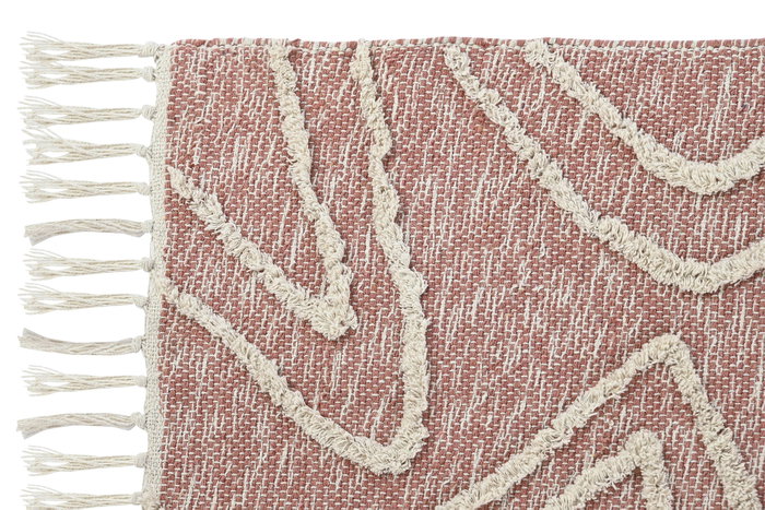 DKD Home Decor Alfombra Rosa Blanco 180 x 120 cm Algodón/Poliéster con Flecos DKD Home Decor Alfombra Rosa Blanco 180 x 120 cm Algodón/Poliéster con Flecos