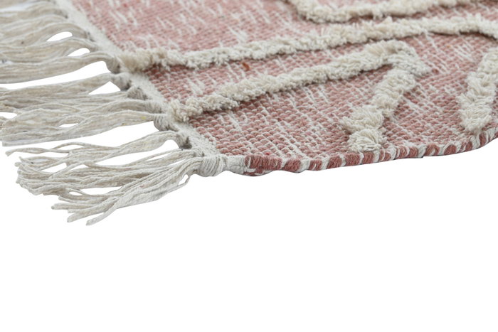 DKD Home Decor Alfombra Rosa Blanco 180 x 120 cm Algodón/Poliéster con Flecos DKD Home Decor Alfombra Rosa Blanco 180 x 120 cm Algodón/Poliéster con Flecos