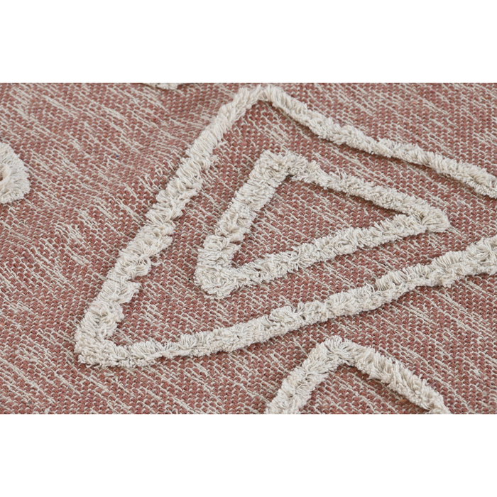 DKD Home Decor Alfombra de Algodón 160x230x1 con Flecos y Bordado Rosa y Blanco