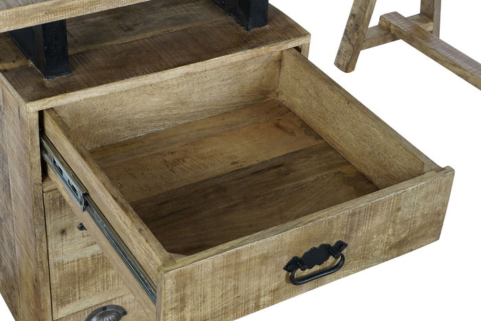 DKD Home Decor Escritorio Home Office Natural Negro Mango Metal 160 x 80 x 75 cm