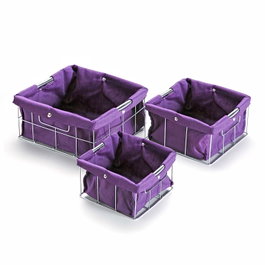 Versa Set 3 Cestas Cuadradas de Algodón Violeta 26x12 cm