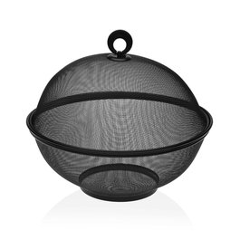 Frutero Versa Negro Metal Acero 28 x 28 x 28 cm Con Tapa