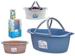 Stefanplast Cesta Oval de Plástico 25L con Asas, Surtido 59x38x23 cm (Set de 30)