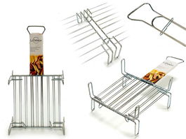 La Dehesa Parrilla Doble Zincada 25 x 25 cm Metal Acero Zincado Plateado con 4 Patas y Asa (Set de 5)