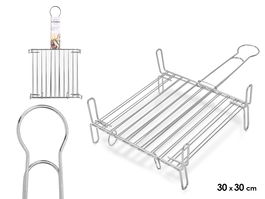 La Dehesa Parrilla Doble Zincada 30x30 cm Metal Plateado con 4 Patas y Asa (Set de 5)