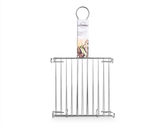 La Dehesa Parrilla Doble Zincada 30x30 cm Metal Plateado con 4 Patas y Asa (Set de 5)