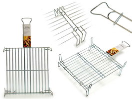 La Dehesa Parrilla Doble Zincada 40 x 40 cm con 4 Patas y Asa para Camping y Exteriores (Set de 5)