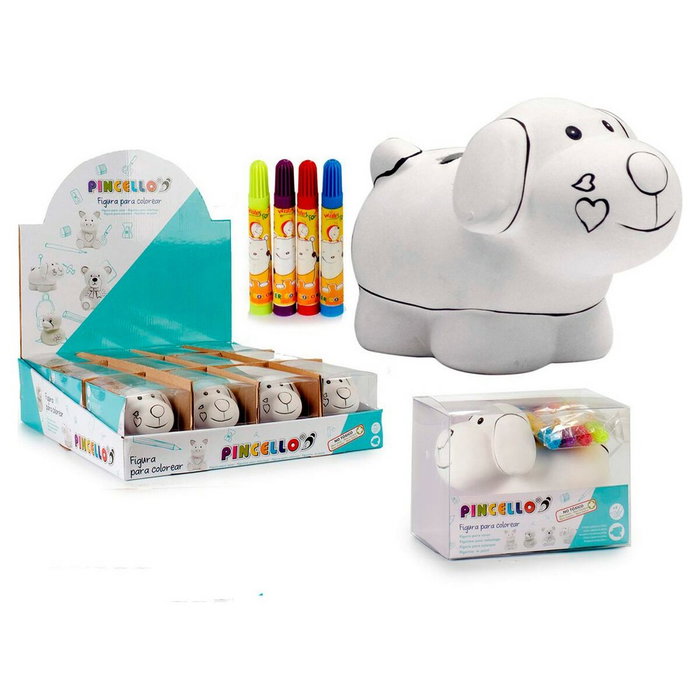 PINCELLO Hucha Perrito Cerámica con 4 Rotuladores PINCELLO Hucha Perrito Cerámica con 4 Rotuladores