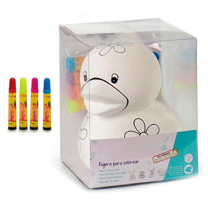PINCELLO Hucha Patito Cerámica con 4 Rotuladores