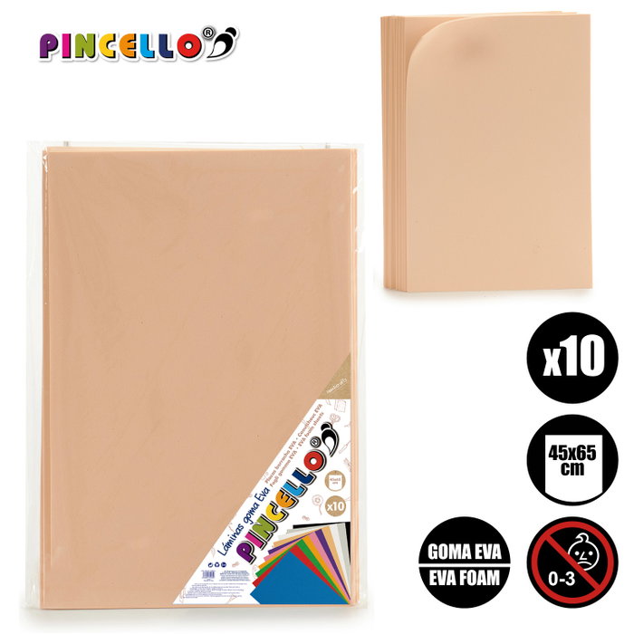 Pincello Juego 10 Laminas Goma Eva Carne 45 x 65 cm (Set de 12) Pincello Juego 10 Laminas Goma Eva Carne 45 x 65 cm (Set de 12)