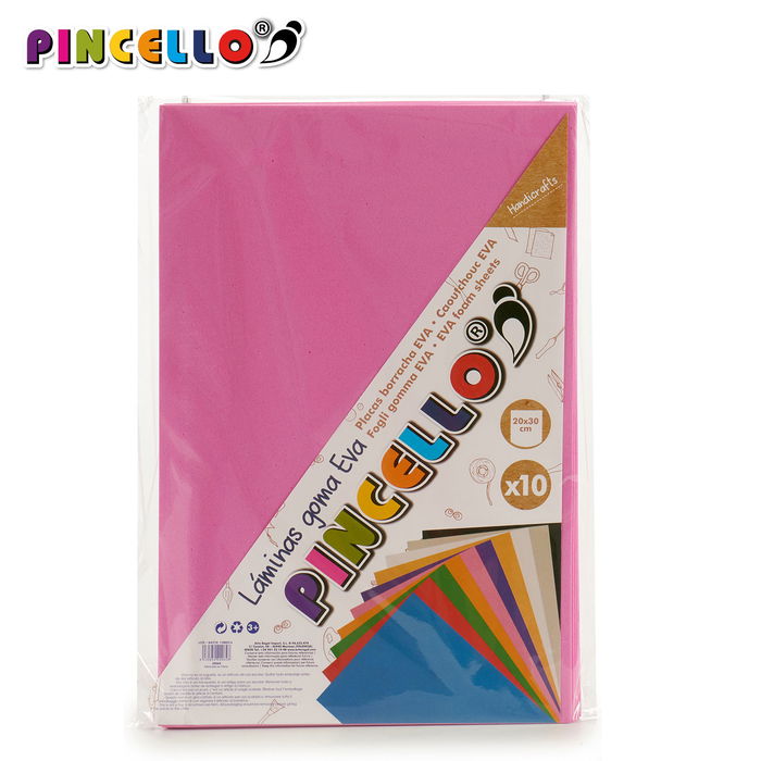 Pincello Juego 10 Laminas Goma Eva Rosa 20 cm x 30 cm (Set de 24)