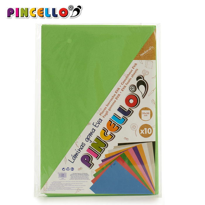 Pincello Juego 10 Laminas Goma Eva Verde 20 cm x 30 cm (Set de 24)