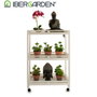 Ibergarden Carro de Madera Blanco 3 Estantes 4 Ruedas 36 x 104 x 72.5 cm