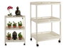 Ibergarden Carro de Madera Blanco 3 Estantes 4 Ruedas 36 x 104 x 72.5 cm