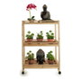 Ibergarden Carro de Madera con 3 Estantes y 4 Ruedas Blanco