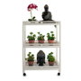 Ibergarden Carro de Madera con 3 Estantes y 4 Ruedas Blanco