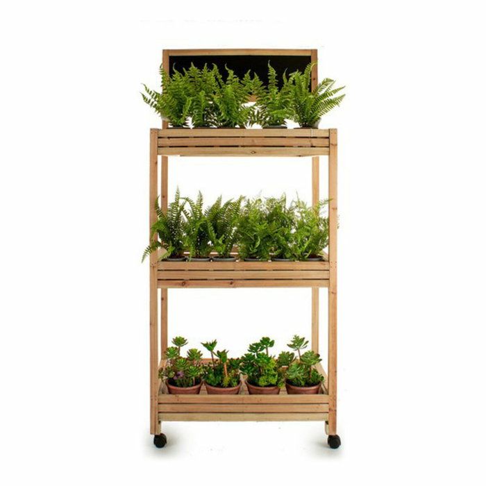 Ibergarden Carro de Madera con 3 Estantes y Pizarra Blanco
