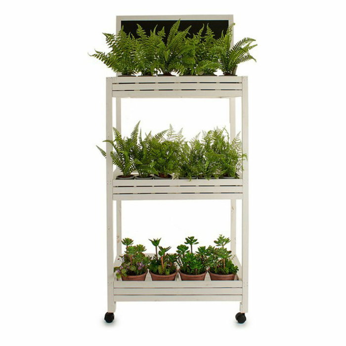 Ibergarden Carro de Madera con 3 Estantes y Pizarra Blanco