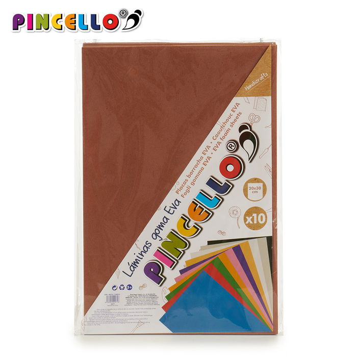 Pincello Juego 10 Laminas Goma Eva Marron 20x30 cm (Set de 24)
