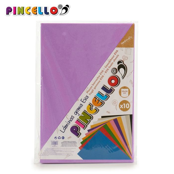 Pincello Juego 10 Laminas Goma Eva Violeta 20 cm x 30 cm (Set de 24)