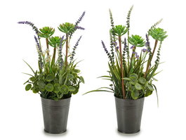 Ibergarden Maceta Metal Lavanda Surtidos Modelos Plastico 13x40x13 cm (Set de 12)
