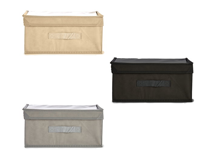 Kipit Caja Plegable TNT 32x19x15 cm, Surtidos Colores Beige/Gris/Marrón Oscuro, Capacidad 10 litros (Set de 36)