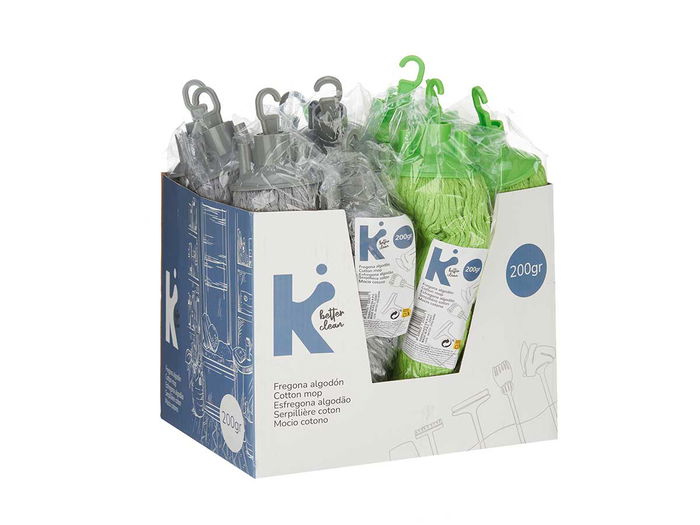 Arte Regal Fregona Algodón 200gr Color Gris y Azul Surtidos 8x28x8cm (Set de 12)