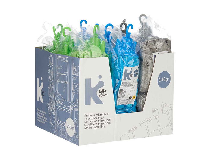 Arte Regal Fregona Microfibra 140Gr Tiras Surtidas 9x9x26 cm Azul Gris Verde (Set de 12)
