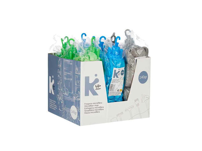 Arte Regal Fregona Microfibra 140Gr Tiras Surtidas 9x9x26 cm Azul Gris Verde (Set de 12)