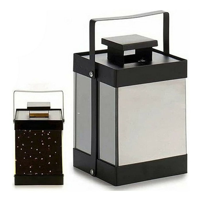 Giftdecor Farol de Metal Negro con Espejo y 10 LEDs