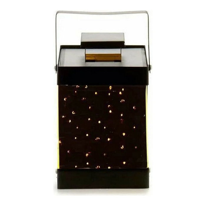 Giftdecor Farol de Metal Negro con Espejo y 10 LEDs