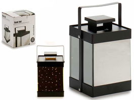 Giftdecor Farol Metal Negro 10 Leds Espejo Pequeño 12.5x18.5x12.5 cm (Set de 6)