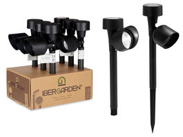 IBERGARDEN Baliza Solar Articulada Negra Plástico 12x26x5.5 cm Polipropileno LED IP44 (Set de 24)