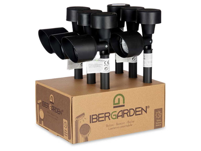 IBERGARDEN Baliza Solar Articulada Negra Plástico 12x26x5.5 cm Polipropileno LED IP44 (Set de 24)