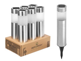 IBERGARDEN Baliza Solar Acero Alta 6 x 27 x 6 cm (Set de 12)