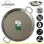 La Dehesa Paellera Pulida Acero Inoxidable 46 cm para 12 Raciones Ideal para Gas y Leña con Dos Asas (Set de 4)