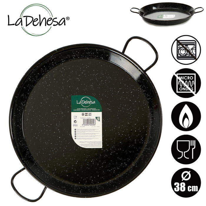 La Dehesa Paellera Esmaltada 38 cm 8 Raciones Acero Esmaltado Negro Apto Gas Horno Leña (Set de 6) La Dehesa Paellera Esmaltada 38 cm 8 Raciones Acero Esmaltado Negro Apto Gas Horno Leña (Set de 6)