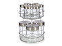 Vivalto Set 9 Botes Cristal con Soporte Metal Redondos - Transparente y Plata, 18x19x23.5 cm (Set de 6)