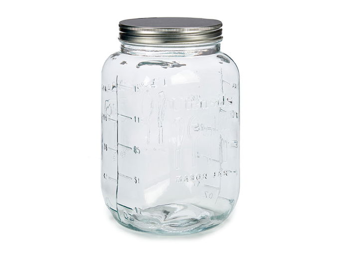 Vivalto Tarro Multiusos Cristal Tapa Acero 5L (5000 ml) 17x27.5x17 cm (Set de 6)