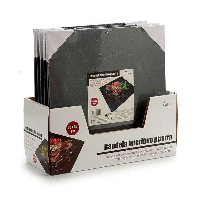 Kinvara Pizarra Aperitivo Cuadrada 30x30 cm Negro Pizarra (Set de 12)