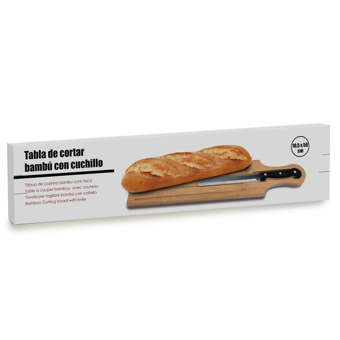 Kinvara Set de 12 Tablas de Cortar Pan de Bambú con Cuchillo