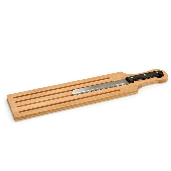 Kinvara Set de 12 Tablas de Cortar Pan de Bambú con Cuchillo