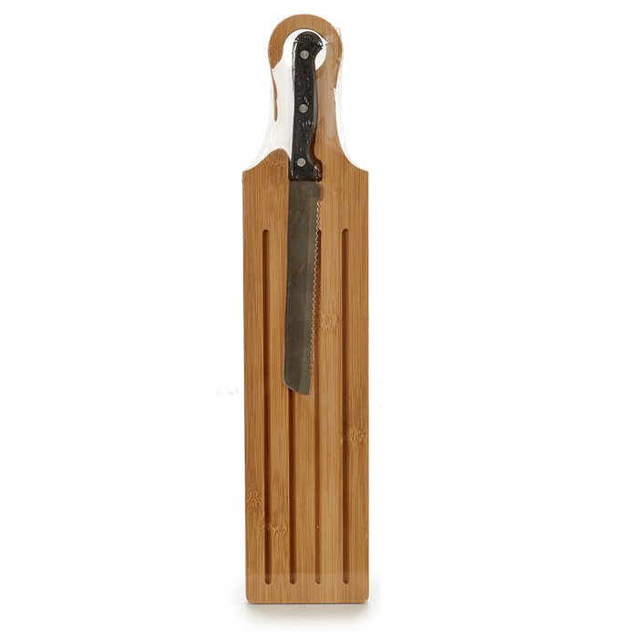 Kinvara Set de 12 Tablas de Cortar Pan de Bambú con Cuchillo