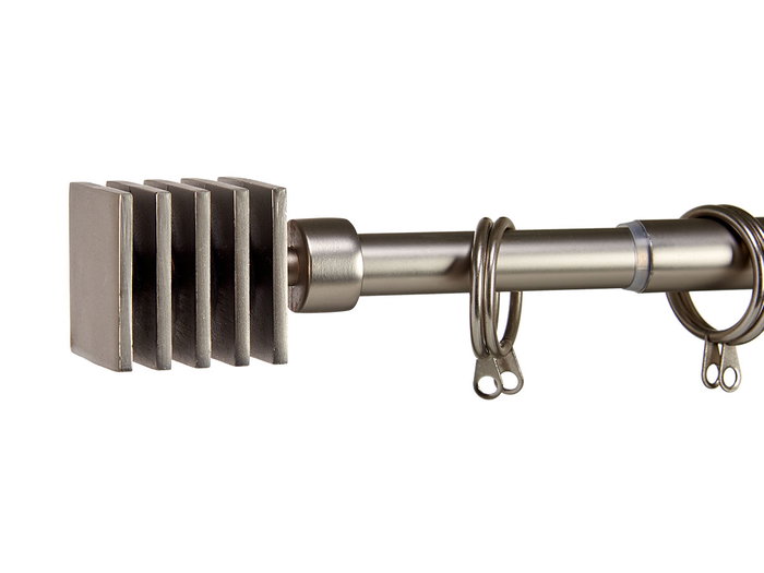 Giftdecor Barra Cortina Extensible 120-210 cm Cuadrado Plata Hierro Barra 2 cm (Set de 12)