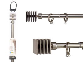 Giftdecor Barra Cortina Extensible 120-210 cm Cuadrado Plata Hierro Barra 2 cm (Set de 12)