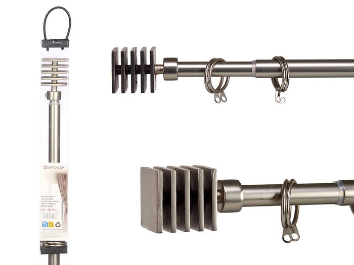 Giftdecor Barra Cortina Extensible 120-210 cm Cuadrado Plata Hierro Barra 2 cm (Set de 12) Giftdecor Barra Cortina Extensible 120-210 cm Cuadrado Plata Hierro Barra 2 cm (Set de 12)