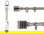 Giftdecor Barra Cortina Extensible 120-210 cm Cuadrado Plata Hierro Barra 2 cm (Set de 12)