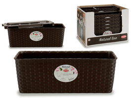 Stefanplast Jardinera Natural Reser Agua 40 cm Chocolate (Set de 12)